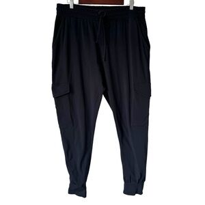 Kaffe Kasiggi Cargo Cuffed Black Pant Jersey Elasticized Waist Women's XXL
